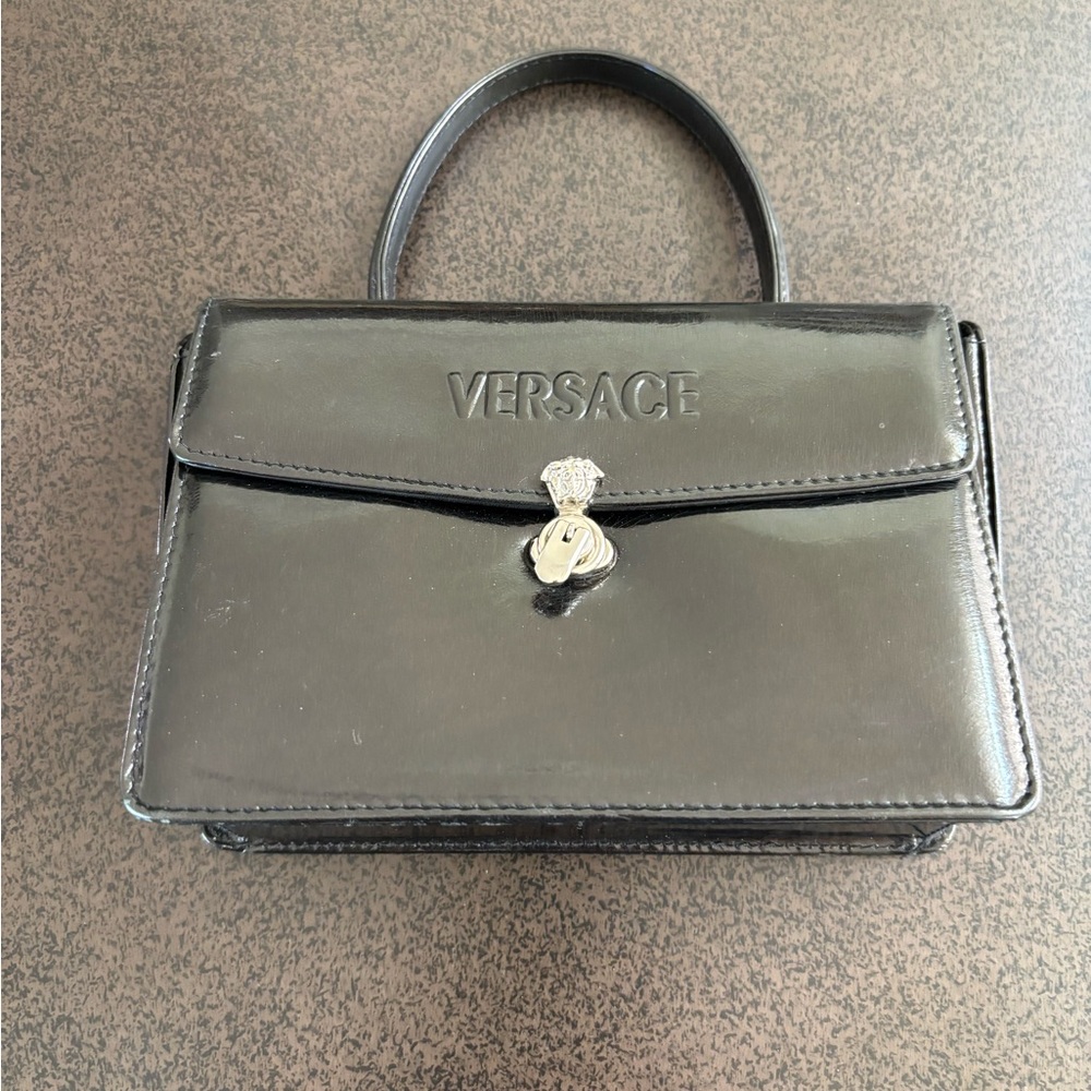 Versace Glossy Black Mini Bag